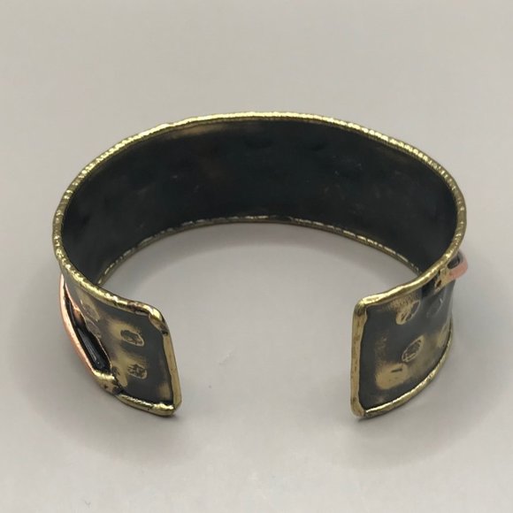 Men's Brutalist Mixed Metal Cuff Bracelet - Picture 6 of 10